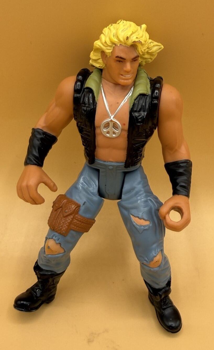 Vintage Hasbro GI Joe Blond Action Figure 5” Peace Necklace Black Vest Toy